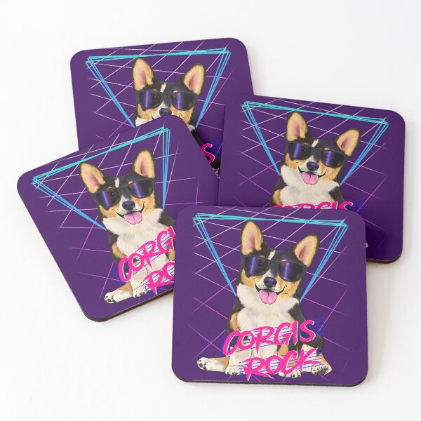 Item preview, Corgis rock - Corgi tricolor con gafas de sol y fondo de los 80 designed and sold by Mehu.