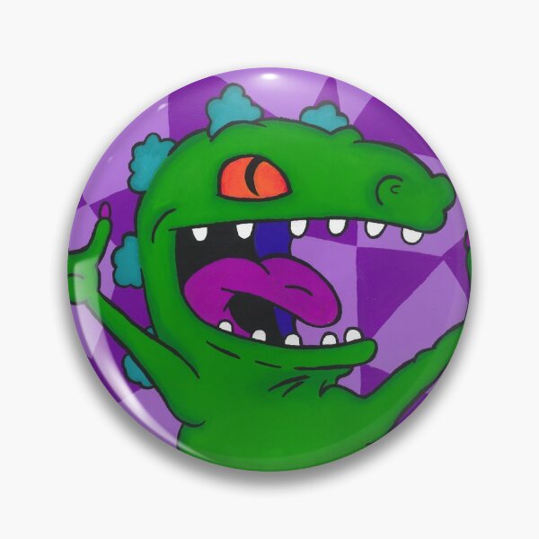 Item preview, Reptar Rugrats Nickelodeon Dinosaur T-rex painting on canvas paper designed and sold by AbbysRadArt.