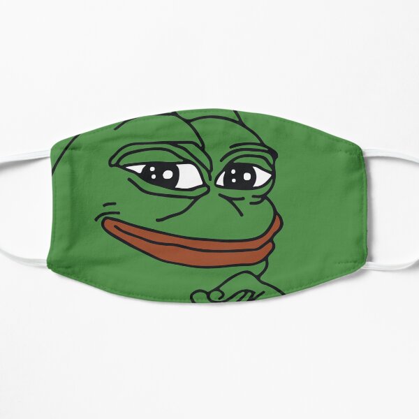 Pepe The Frog Smug face with smile and hand on chin meme Kekistan green background HD High Quality Online Store Mask