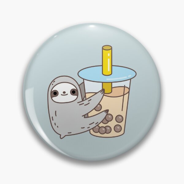 Sloth Loves Bubble Tea Pin