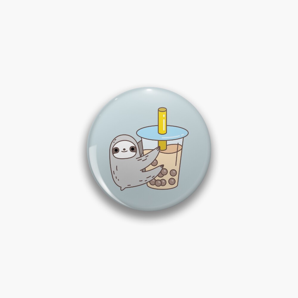 Sloth Loves Bubble Tea Pin