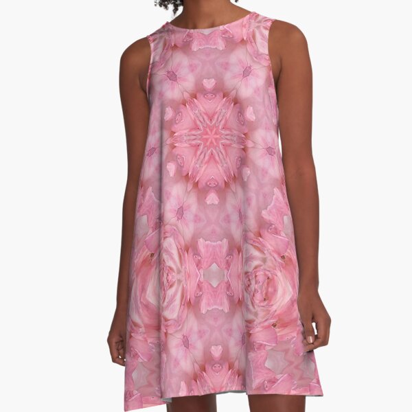 Pink peony mandala A-Line Dress
