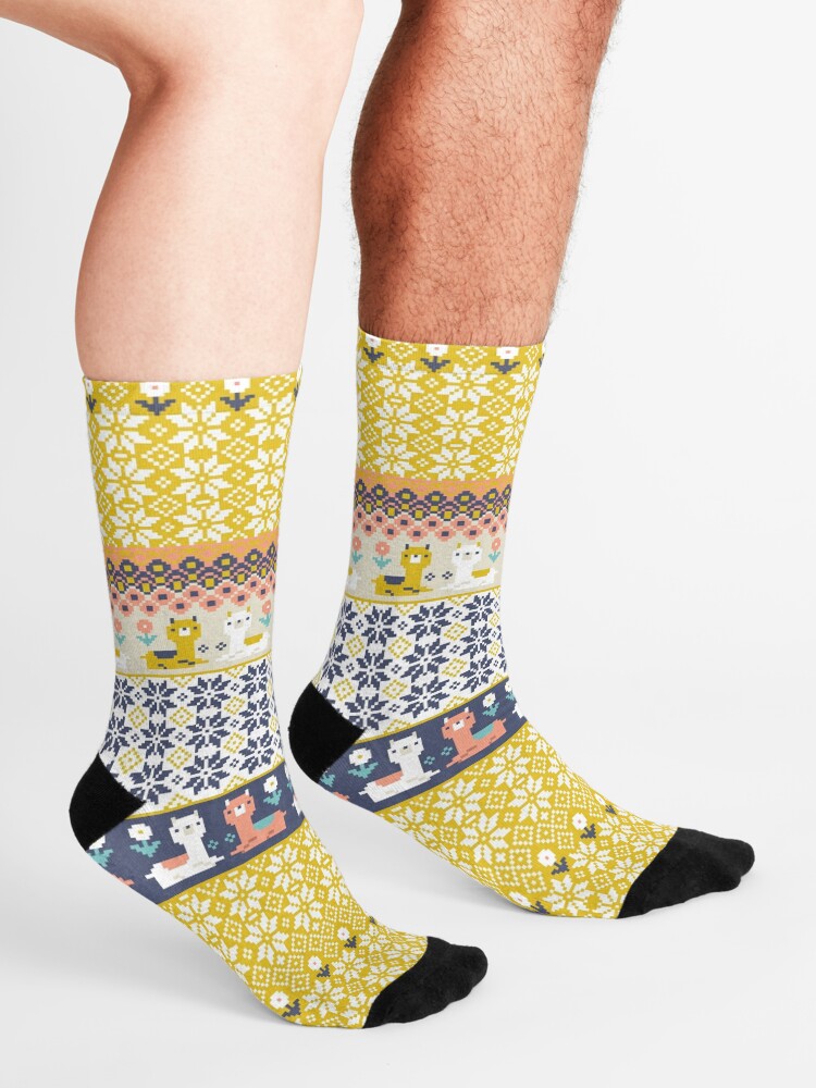 Alternate view of Alpaca Christmas Sweater Pattern Socks