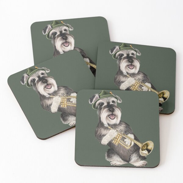 Item preview, Dog playing the trumpet - miniature schnauzer designed and sold by Mehu.