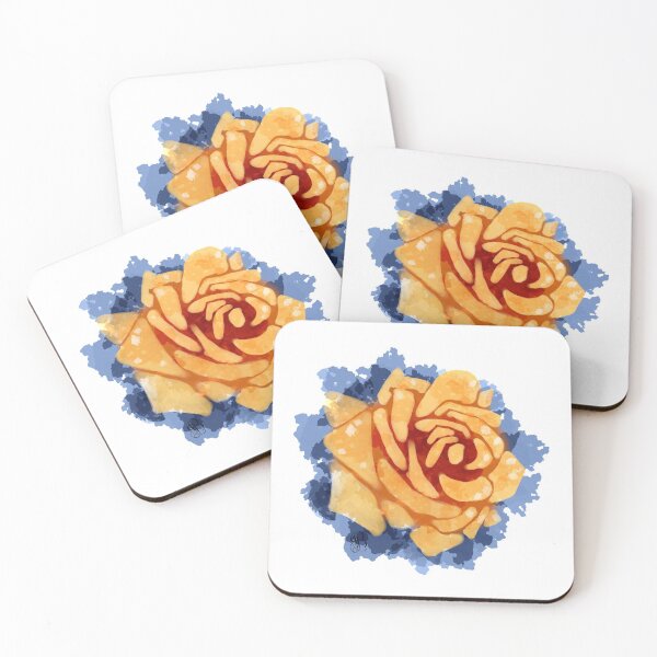 Item preview, Orange Rose on Blue Semi Abstract designed and sold by ByJezie.
