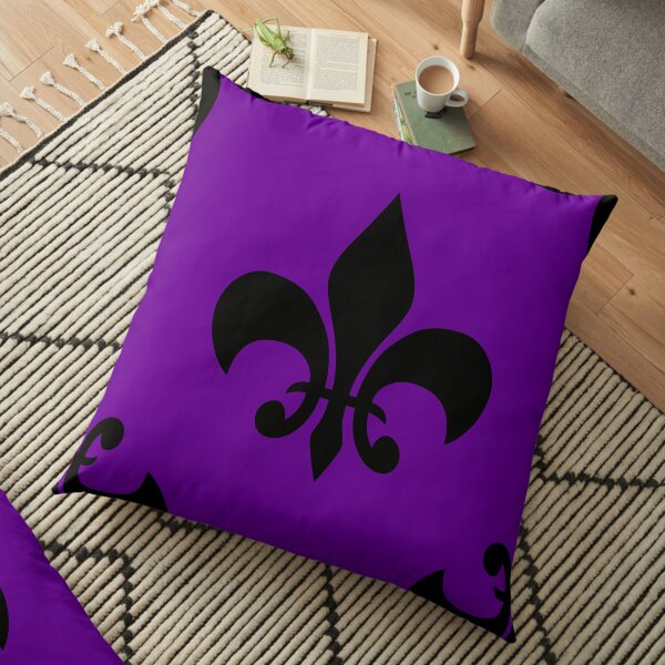 purple black fleur de lis Floor Pillow