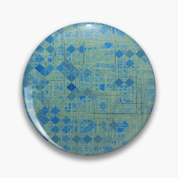 Item preview, geometric square pixel pattern abstract in blue designed and sold by Mrvell.