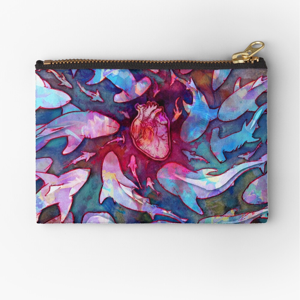 Heart Sharks Zipper Pouch