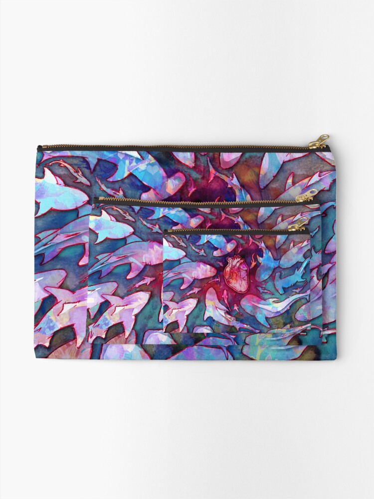 Alternate view of Heart Sharks Zipper Pouch