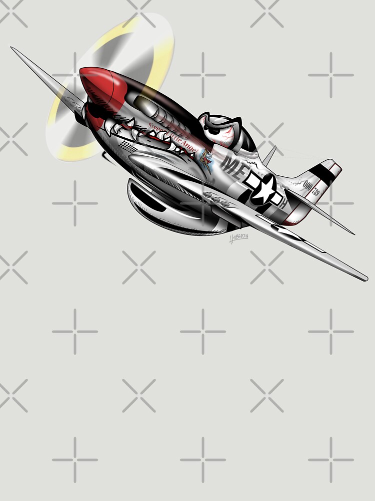 WW-II Warbird P-51 Mustang Airplane Cartoon by hobrath