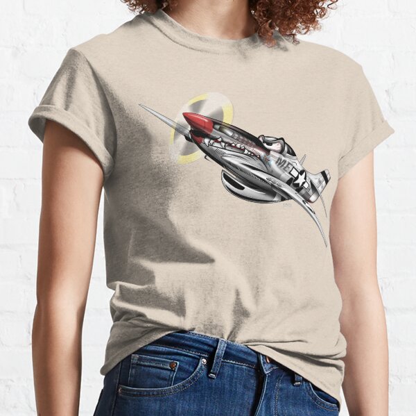 WW-II Warbird P-51 Mustang Airplane Cartoon Classic T-Shirt