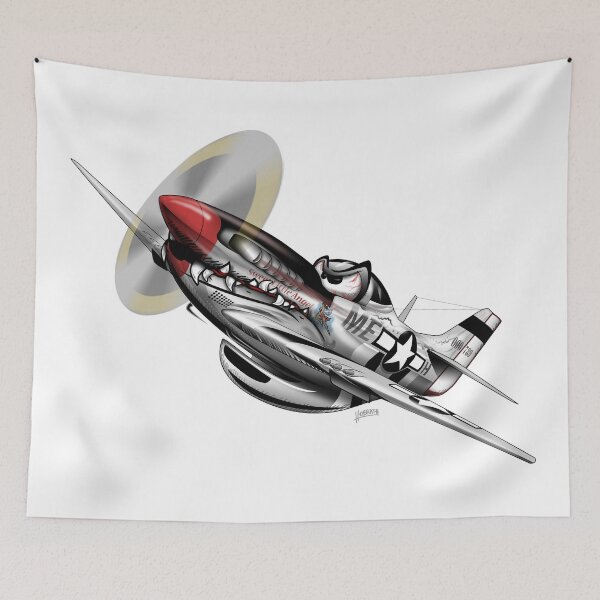 Artikelvorschau, WW-II Warbird P-51 Mustang Flugzeug Cartoon entworfen und verkauft von hobrath.