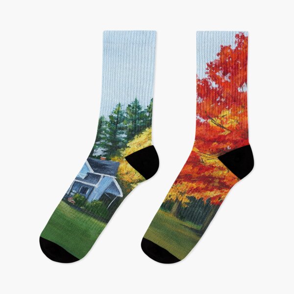 Item preview, Blue House in Autumn designed and sold by lisanorrisart.