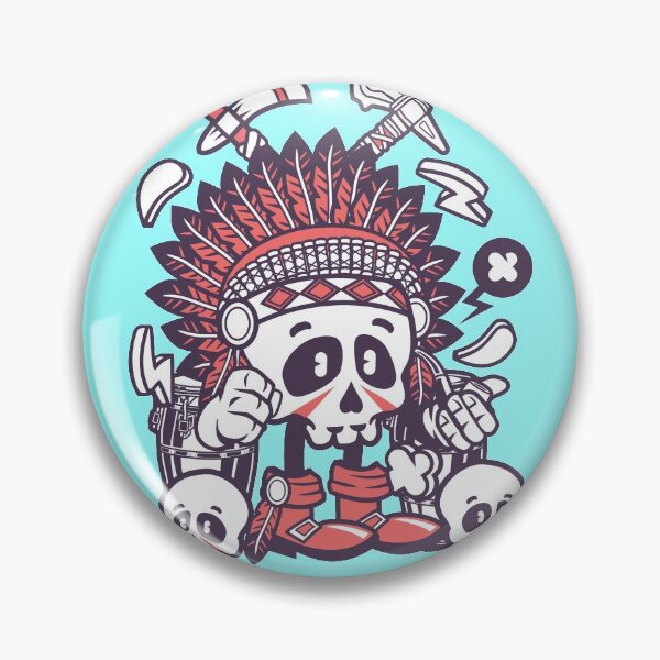 Item preview, Indian Chief Skull Cartoon Character - fun art  illustration designed and sold by Nickelparis.