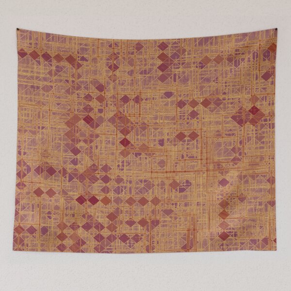 Item preview, geometric square pixel pattern abstract in brown and pink designed and sold by Mrvell.