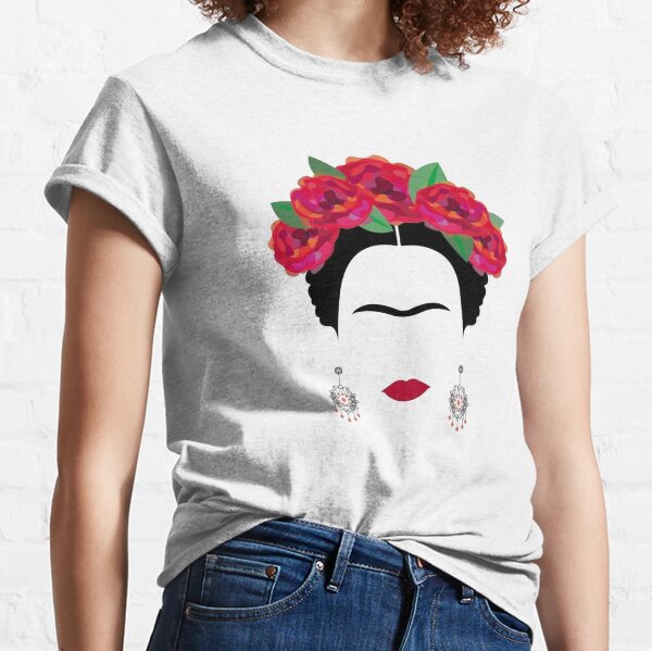 Frida Kahlo front sourcils et boucles d'oreilles T-shirt classique