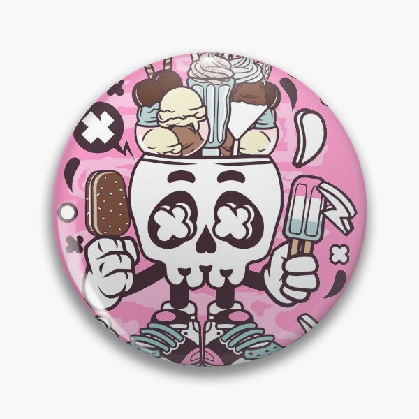 Item preview, Ice Cream Skull Head Cartoon Character - fun art design illustration designed and sold by Nickelparis.