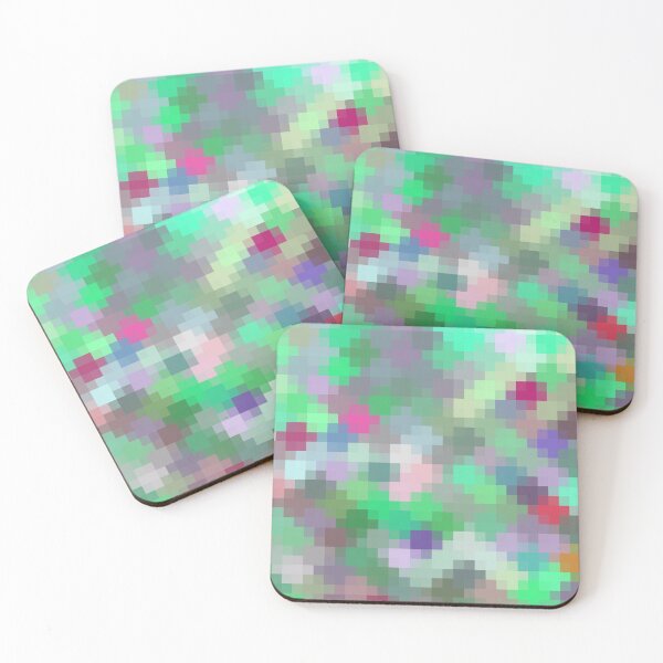 Item preview, geometric square pixel pattern abstract in green pink purple designed and sold by Mrvell.
