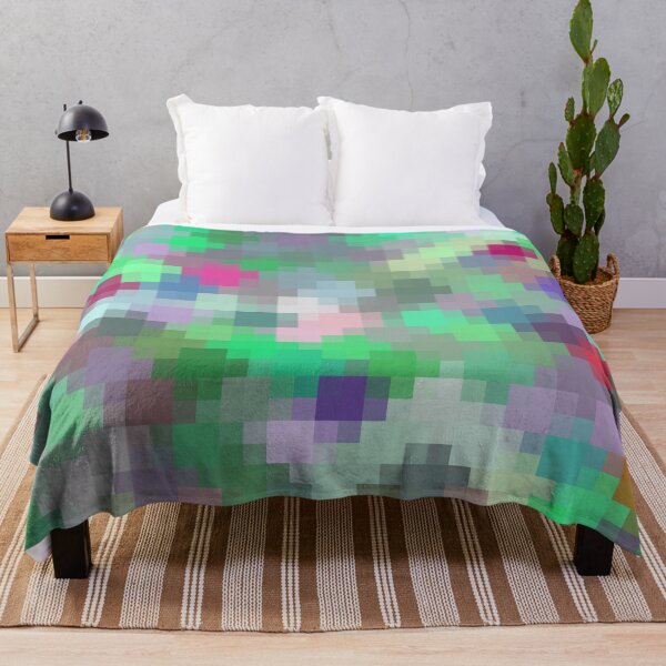 Item preview, geometric square pixel pattern abstract in green pink purple designed and sold by Mrvell.