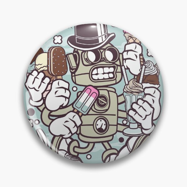 Item preview, Ice Cream Robot Cartoon Character - fun art design illustration designed and sold by Nickelparis.