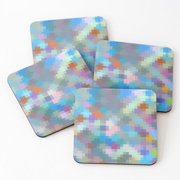 Item preview, geometric square pixel pattern abstract in blue pink green designed and sold by Mrvell.