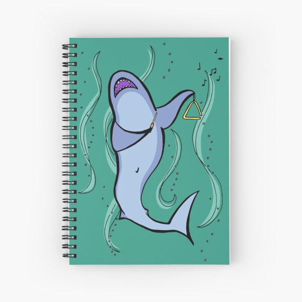 Shark Musician Playing the Triangle Spiral Notebook