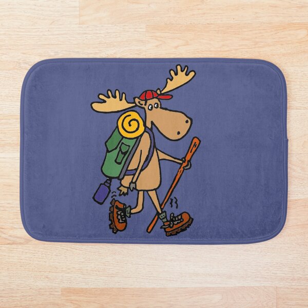 Funny Cool Moose Hiker Bath Mat