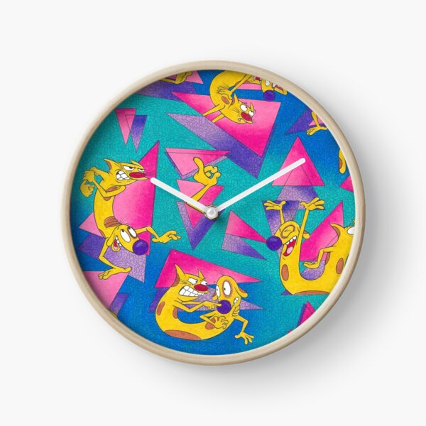 Catdog 90s pattern Nickelodeon Clock