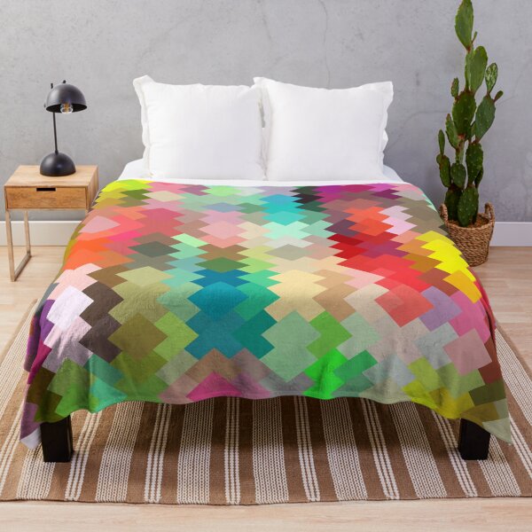 Item preview, geometric square pixel pattern abstract in red blue green yellow designed and sold by Mrvell.