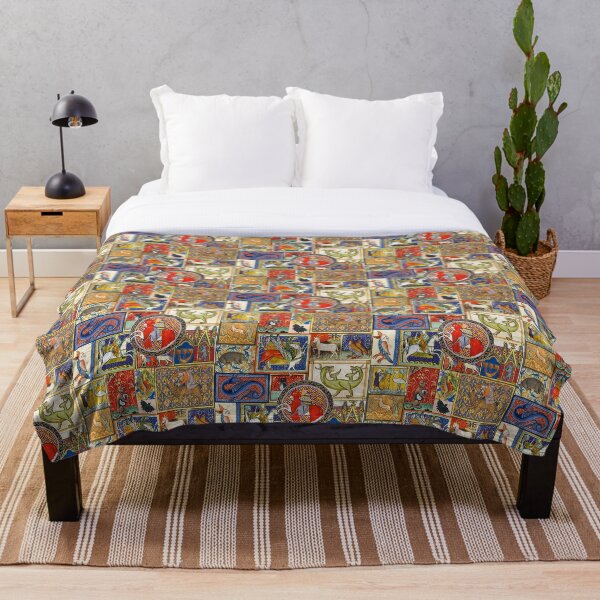 Medieval beasts Throw Blanket