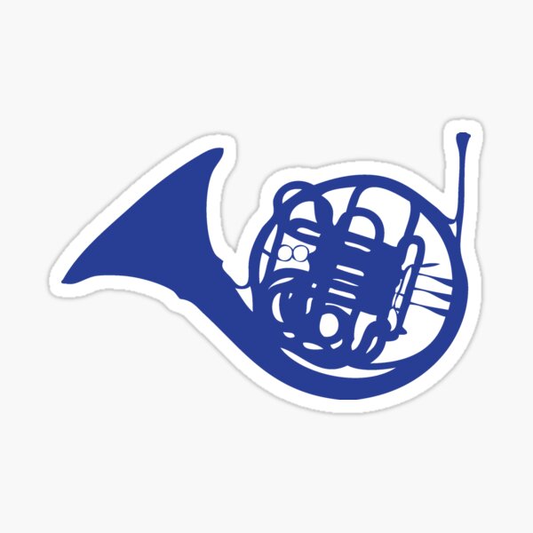 Blue French Horn Sticker