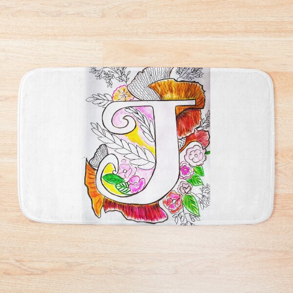 Item preview, illustration capital letter J with watercolor flowers designed and sold by narinoush.