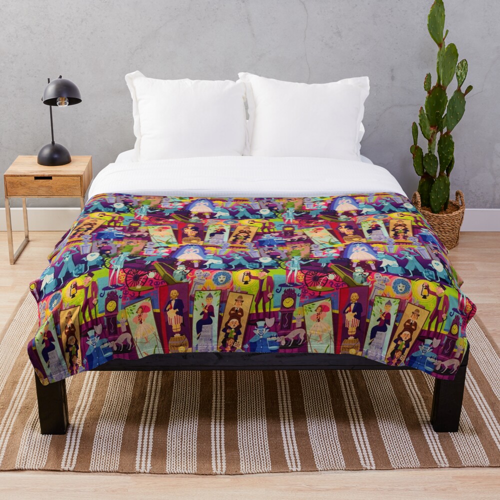 Retro Mansion Collage Throw Blanket