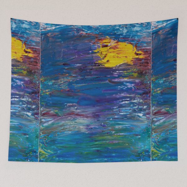Item preview, Light - abstract oil painting with soothing shades of dark blues and greens designed and sold by KarenRHarris.