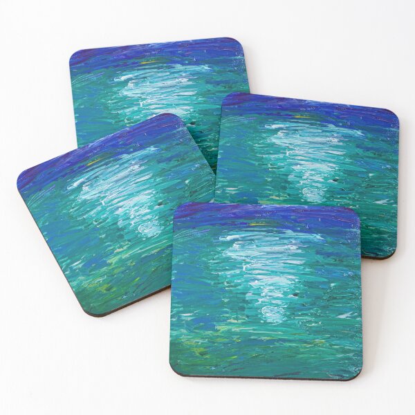 Item preview, Dark - abstract oil painting with soothing shades of dark blues and greens designed and sold by KarenRHarris.
