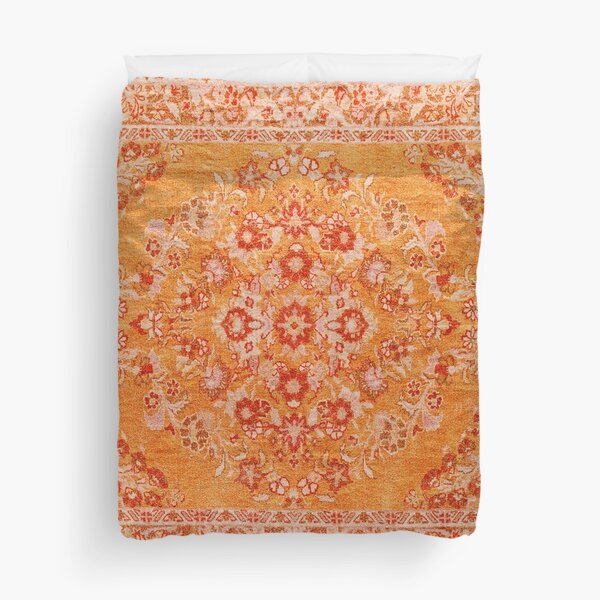 Orange Bohemian Berber Traditional Moroccan Style Design Duvet Cover