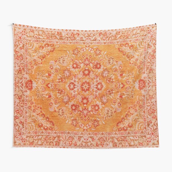 Orange Bohemian Berber Traditional Moroccan Style Design Tapestry