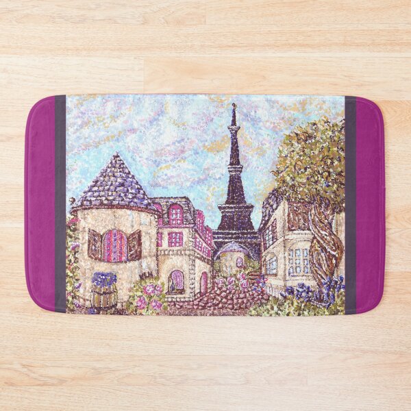 Item preview, Paris Eiffel Tower inspired pointillism landscape orchid border designed and sold by kristiehubler.