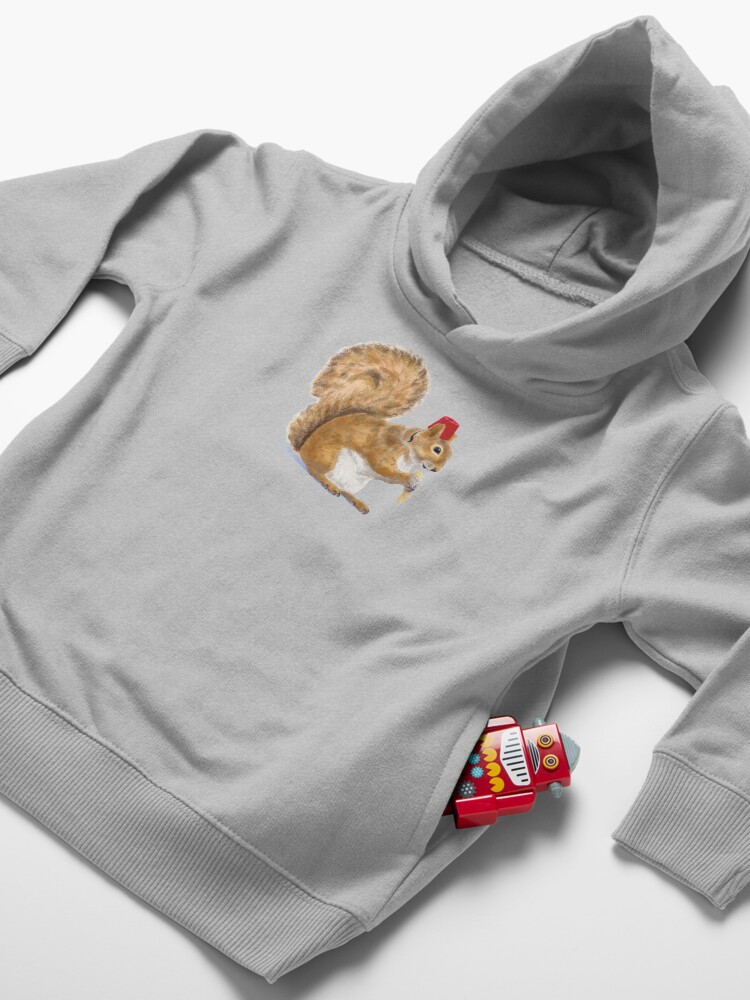 Alternate view of Fez Hat Squirrel Toddler Pullover Hoodie