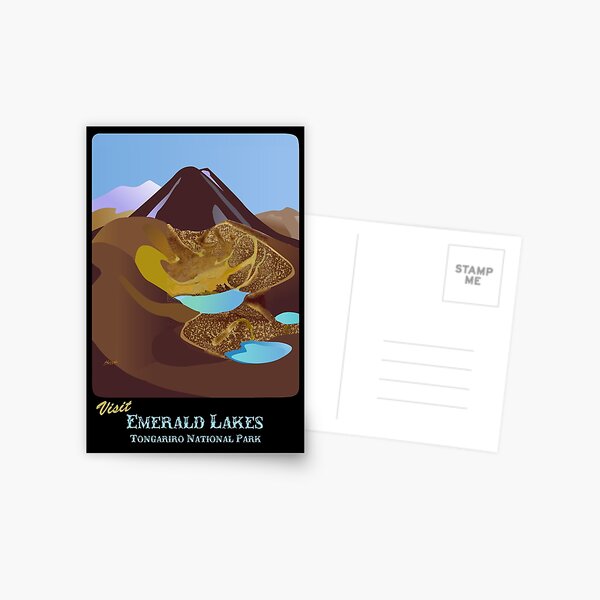 Emerald Lakes Vintage Poster Postcard