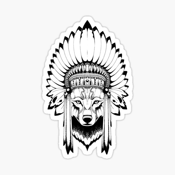 Wolf Headdress Indians Hand Drawn Illustration Stock Vector (Royalty Free)  1249020289 Shutterstock