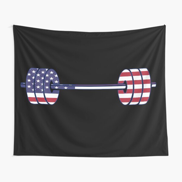 USA flag Barbell Powerlifting Weight Lifting form Tapestry