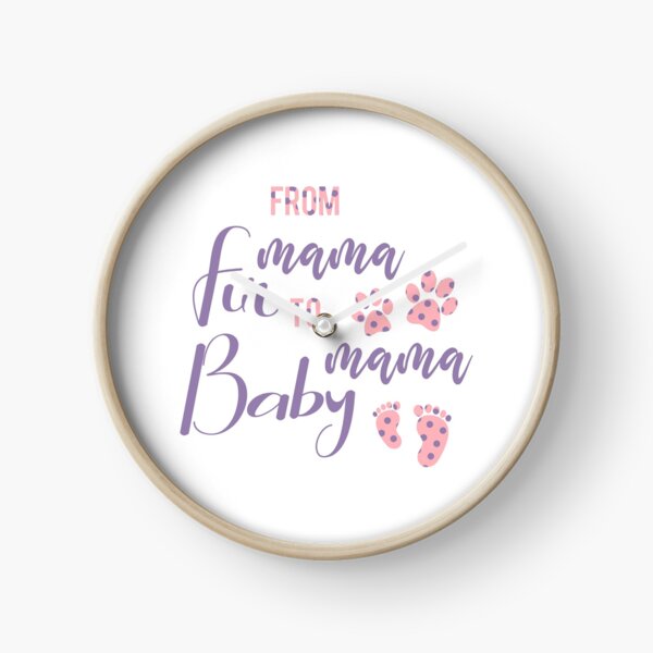 From Fur Mama to Baby Mama, Pregnancy Announcement Gift, Pregnant Dog Mom Baby Mom Gift Clock