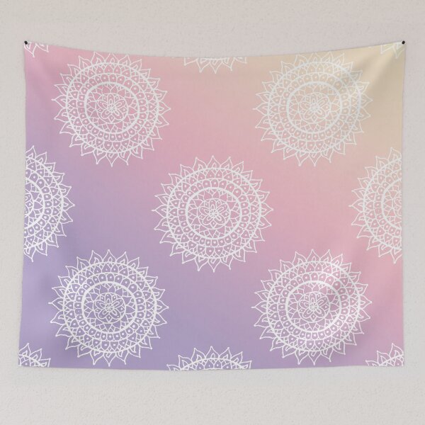 Item preview, White Mandala Pattern - Gradient Pastel Pink and Purple designed and sold by MysticMagpie.