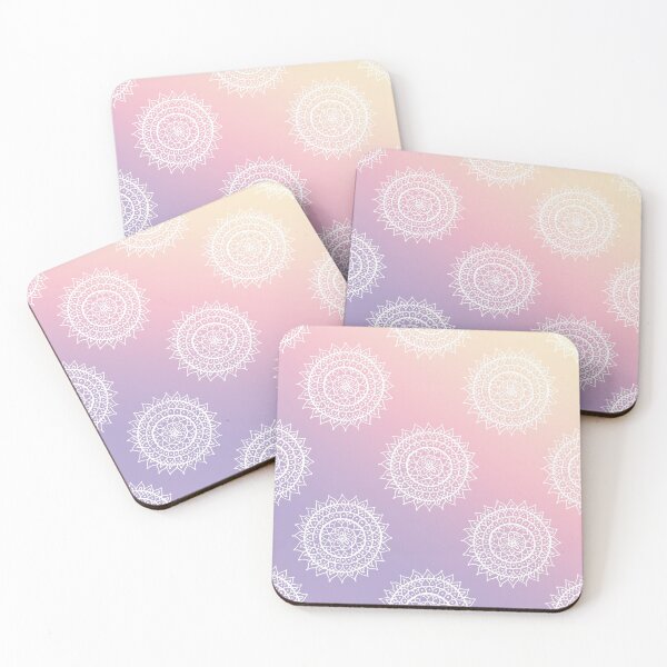 Item preview, White Mandala Pattern - Gradient Pastel Pink and Purple designed and sold by MysticMagpie.