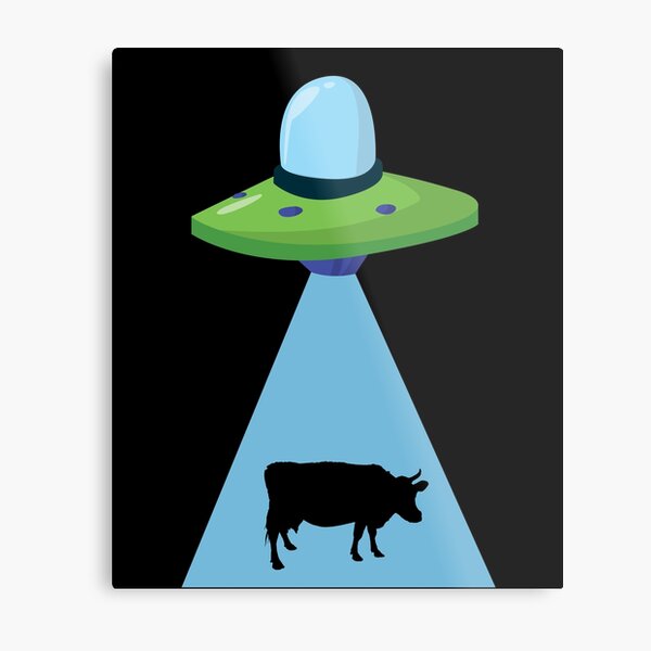 Ufo Kuh Entfuhrung Metallbild Von Vladocar Redbubble