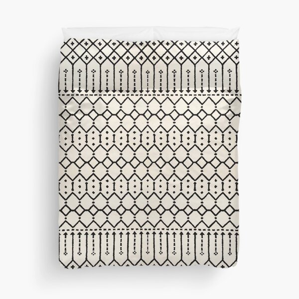 Farmhouse B&W Traditional Moroccan Style Pattern Duvet Cover