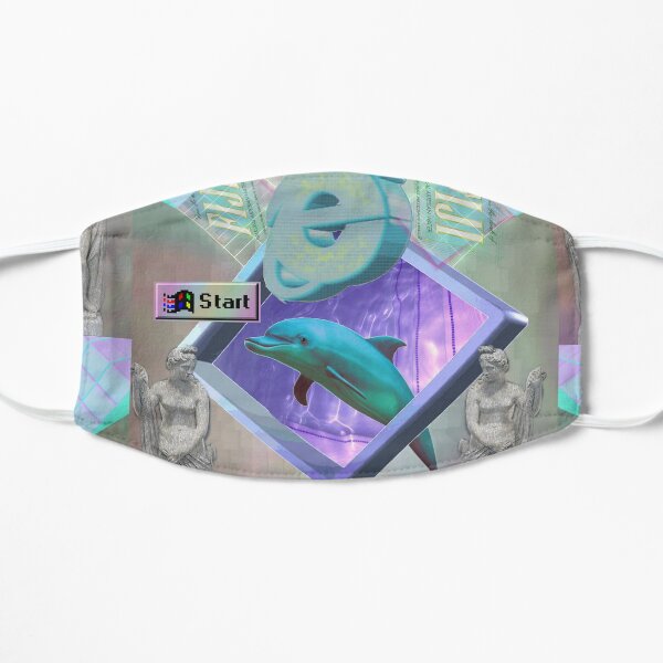Vaporwave dolphin explores the Internet Flat Mask