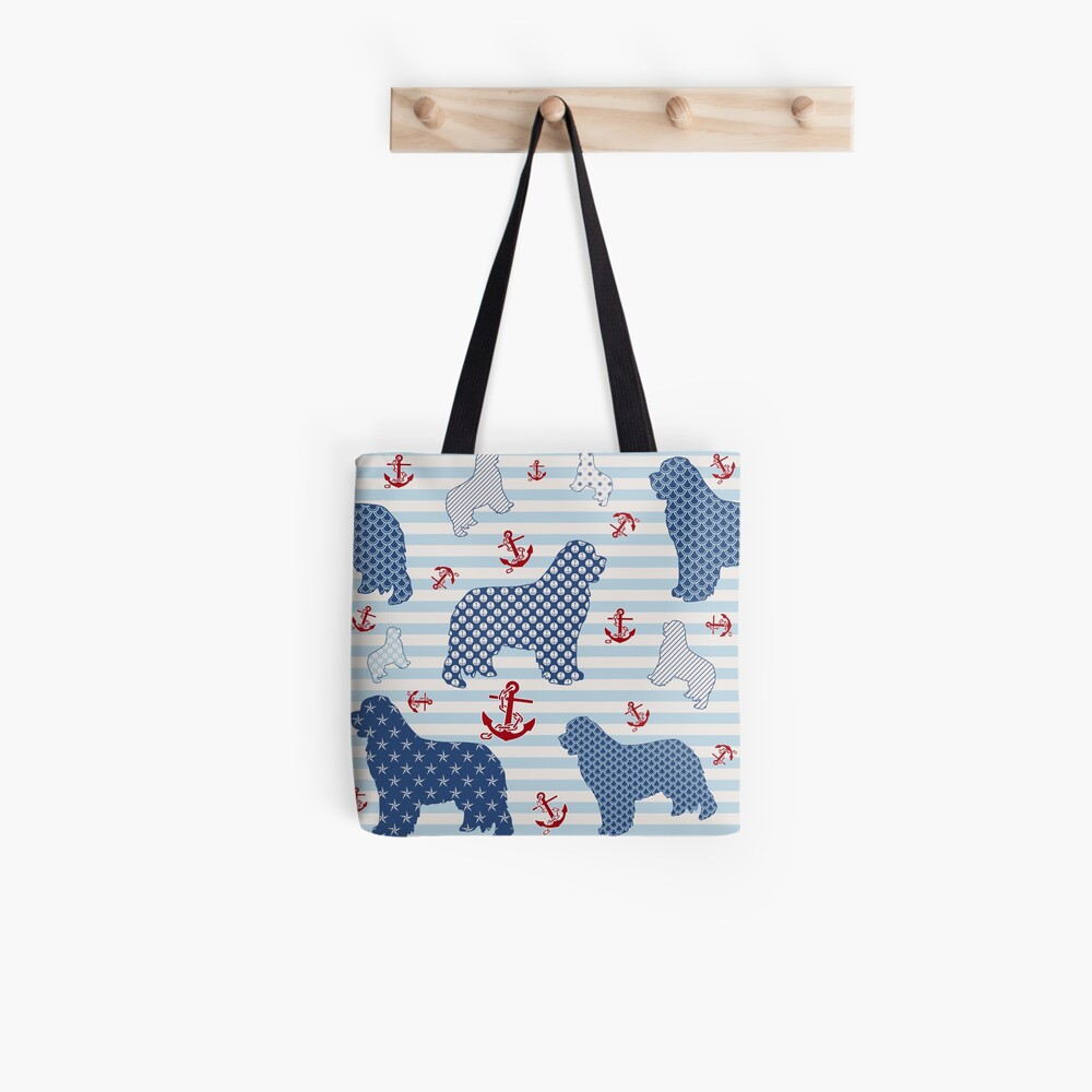 Nautical Newfie Pattern Tote Bag