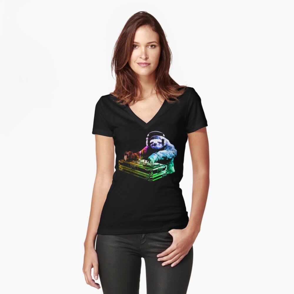 Item preview, Fitted V-Neck T-Shirt designed and sold by robotface.